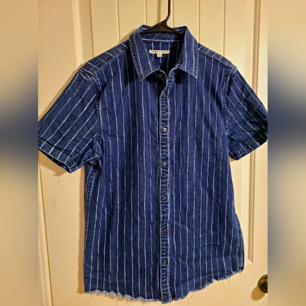 Threads 4 Thought Striped Jeans Style Button Up for Men, M